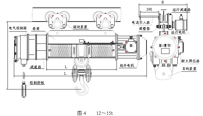 12-15噸防爆電動葫蘆結構圖